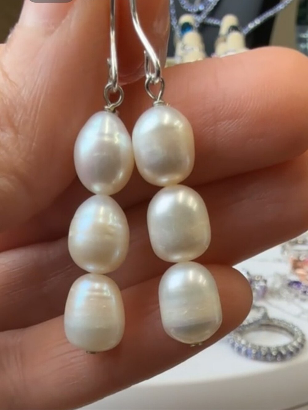 Freshwater Pearl Drop Earrings - White Pearls
